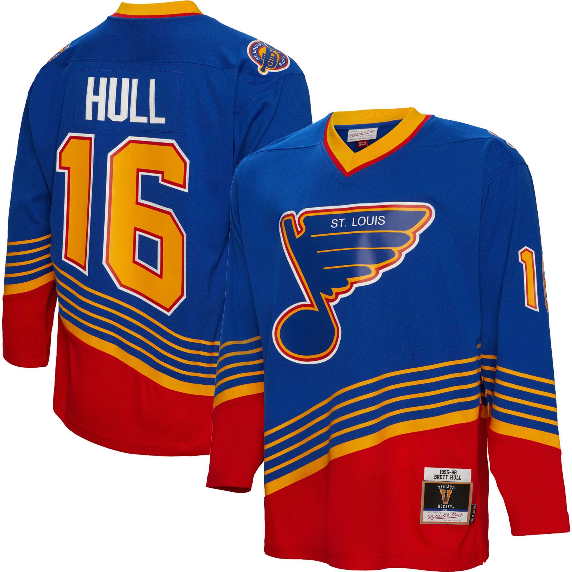 Brett Hull St. Louis Blues Mitchell & Ness  1995/96 Blue Line Player Jersey – Blue