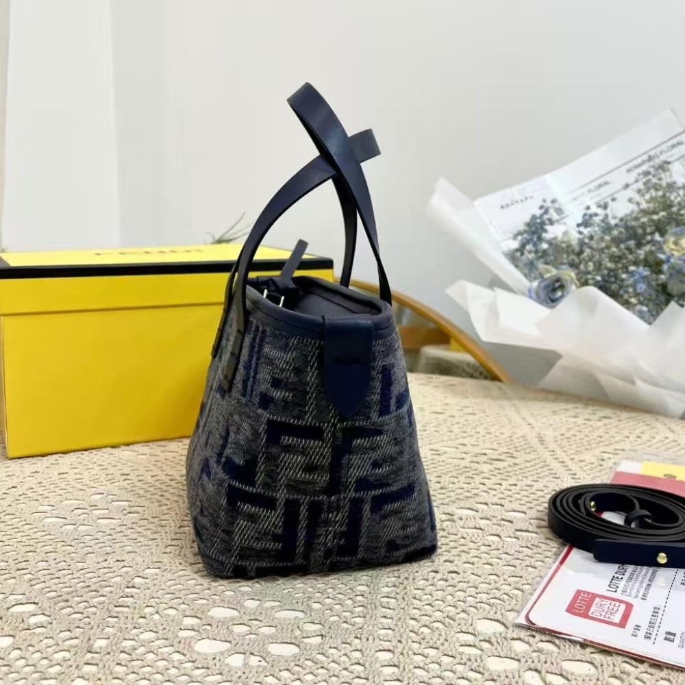 Fendi Roll Mini Ff Chenille Bag Dark Blue 16Cm 8Bs096Asu1F1Pqk
