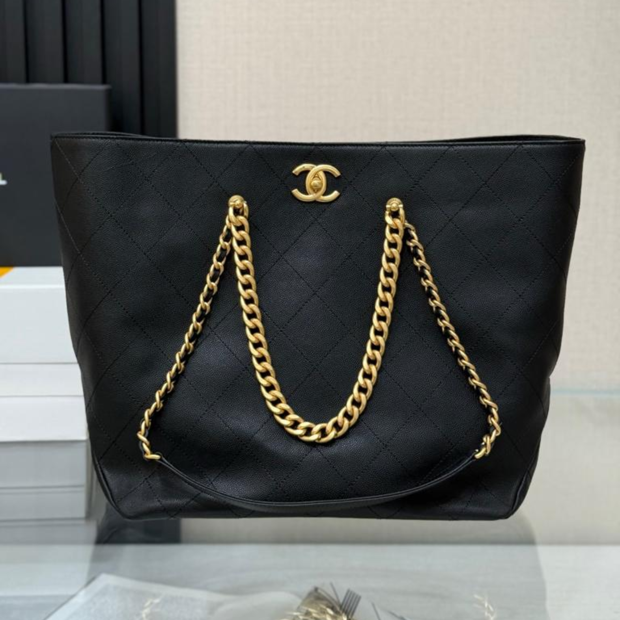 Chanel Classic Black Quilted Tote 42cm/16.5in