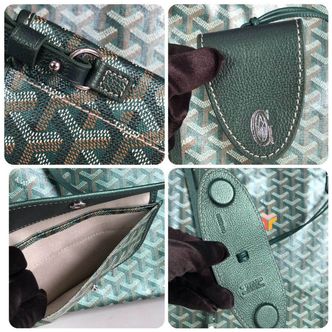 Goyard Saint Louis Gm Bag 40Cm Green Canvas Chevroches Calfskin