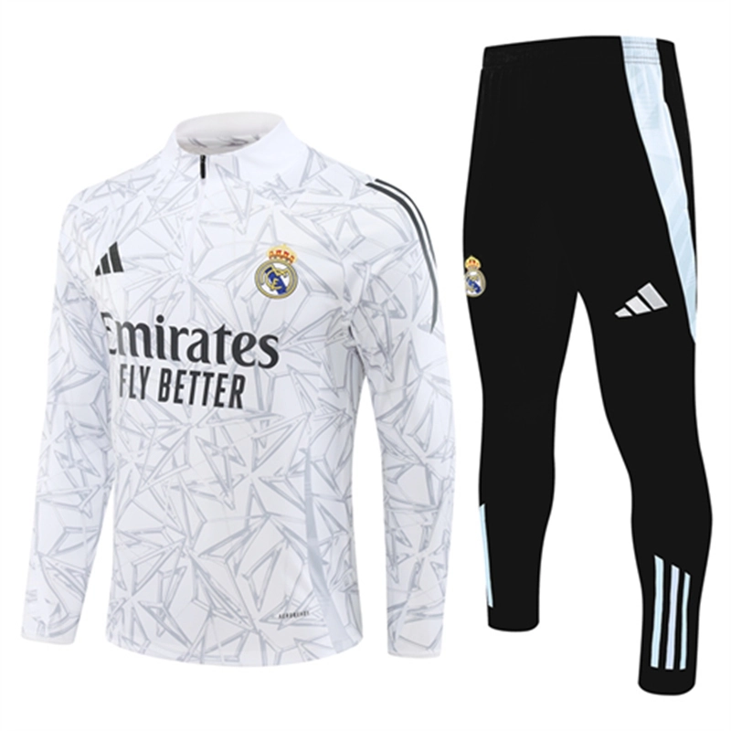 2024-25 Real Madrid White Grey Long Sleeve Training Suit