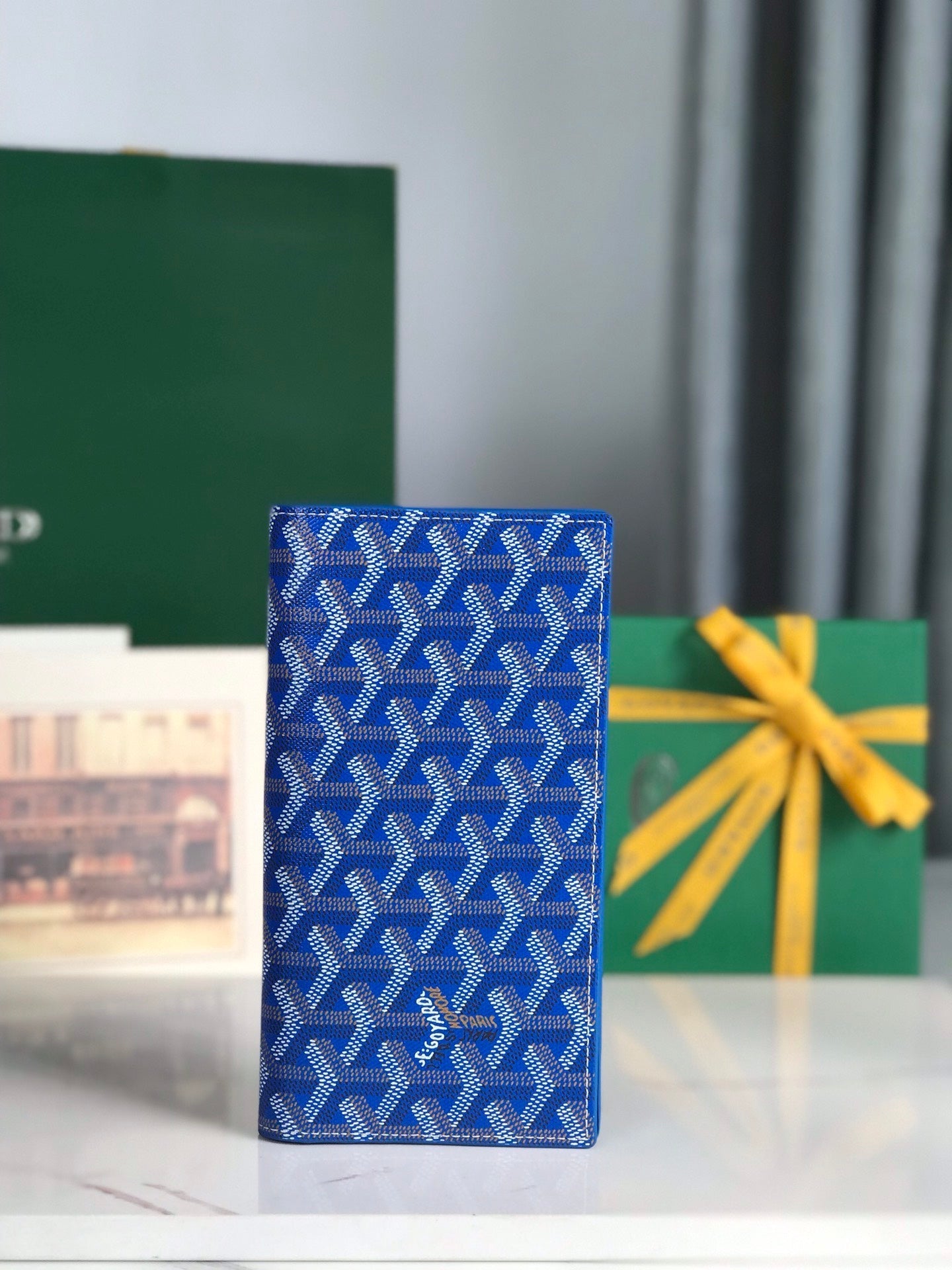 Goyard Richelieu Wallet 19 Cm Sapphire Blue Goyardine Canvas