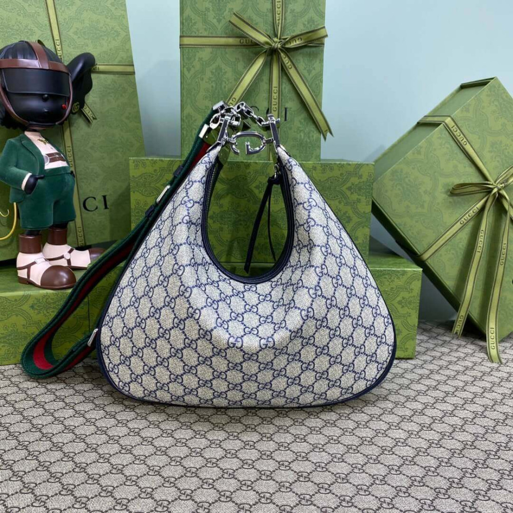 Gucci GG Supreme Attache Medium Shoulder Bag Blue
