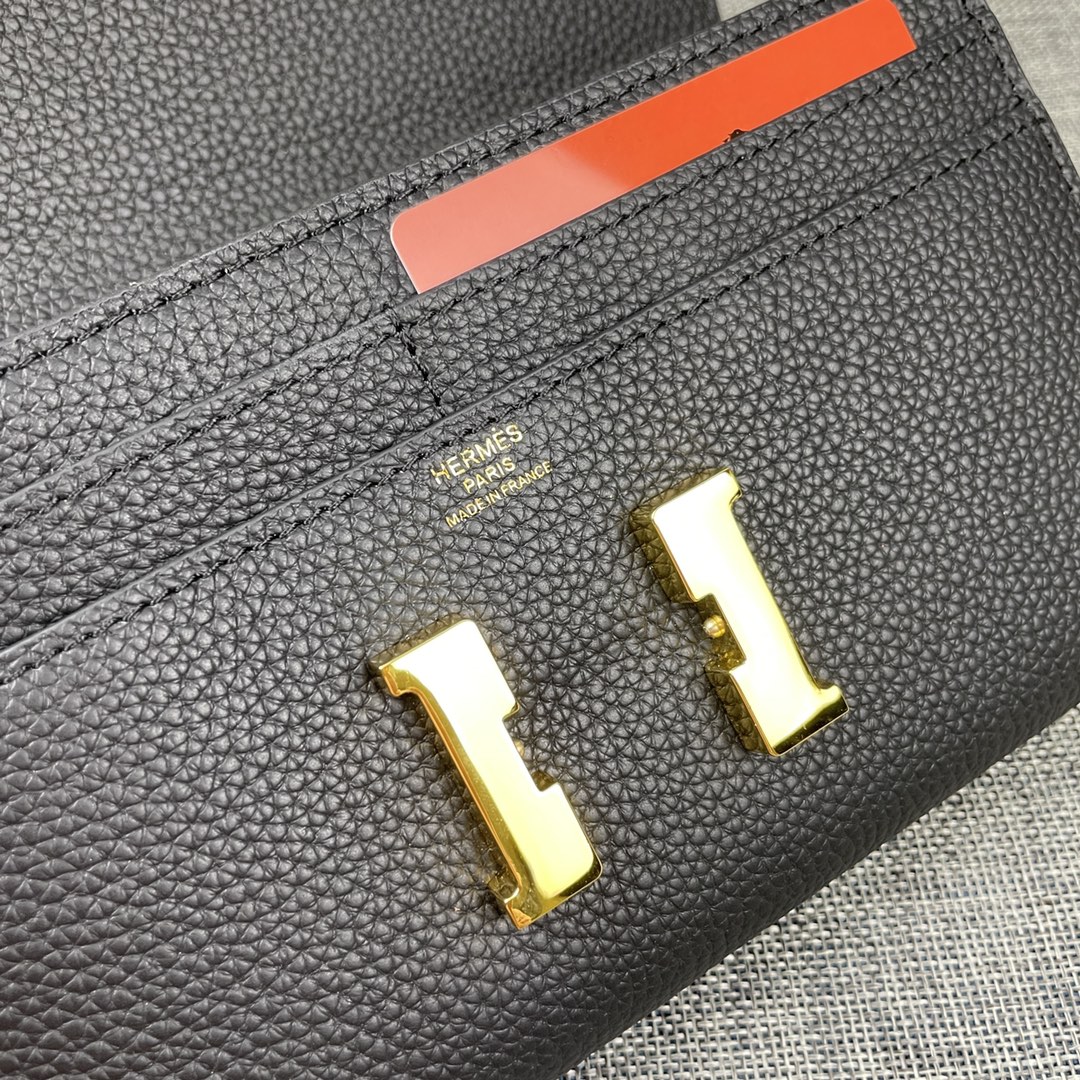 Hermes Constance Wallet Epsom Leather Gold Hardware In Black 20cm