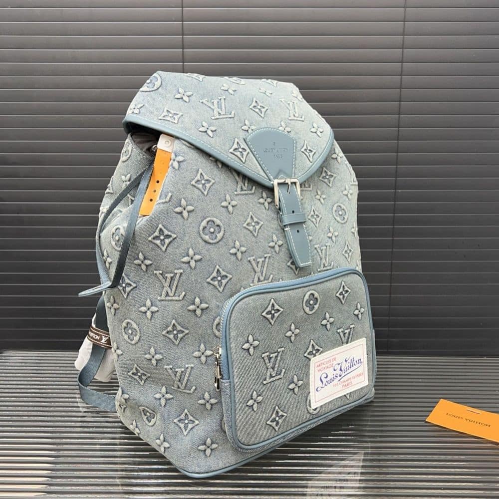Louis Vuitton Montsouris Backpack Monogram Wash Denim Blue 40Cm M22534