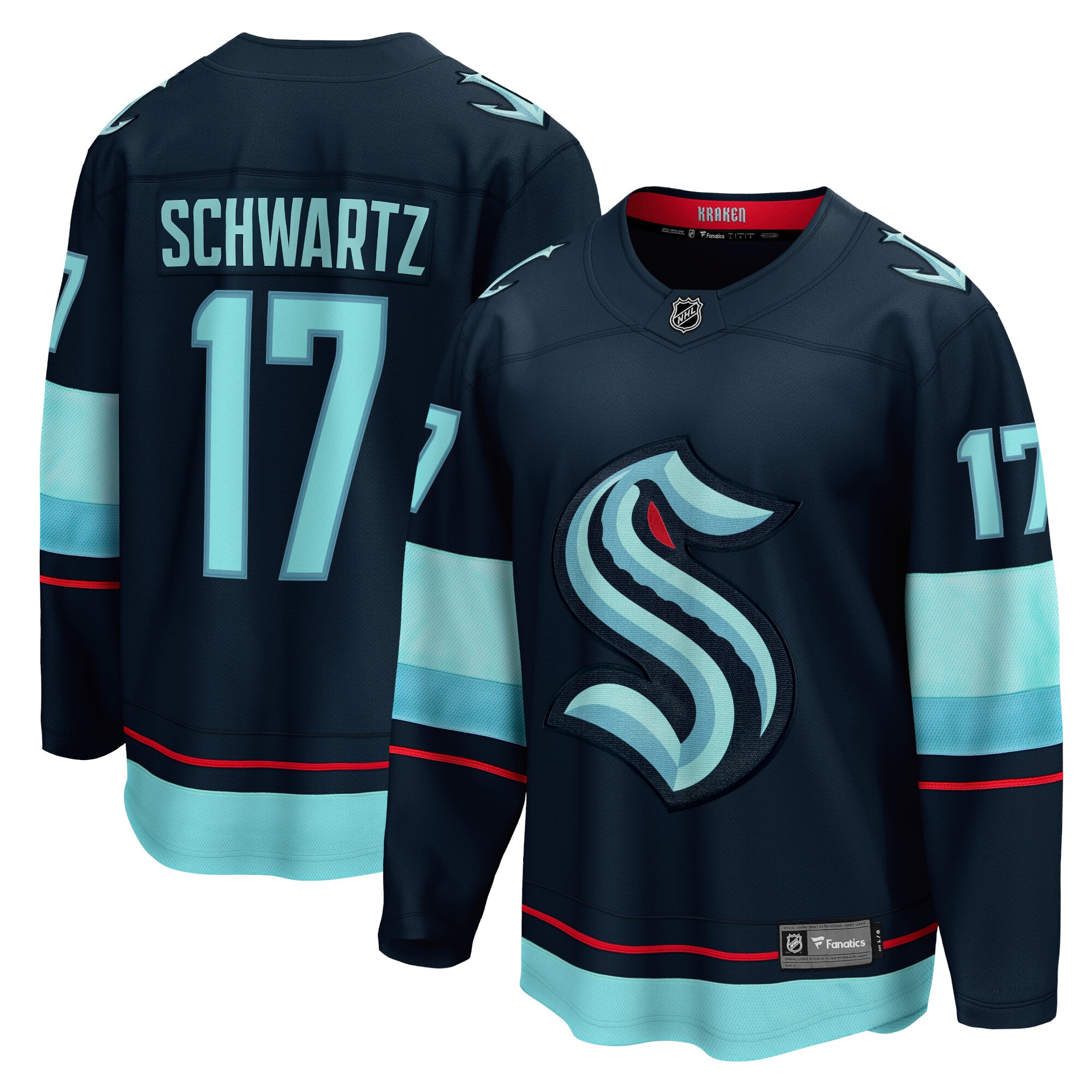 Jaden Schwartz Seattle Kraken Fanatics Home Breakaway Player Jersey – Navy