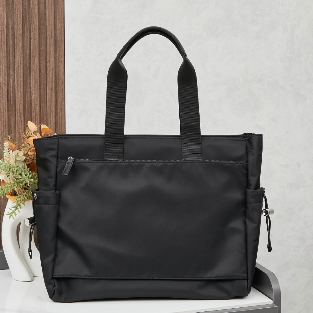 Prada Re Nylon And Saffiano Tote Black 39Cm