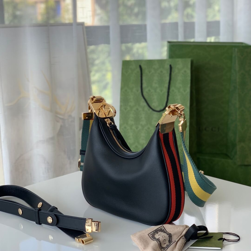 Gucci Black Leather Attache Small Shoulder Bag