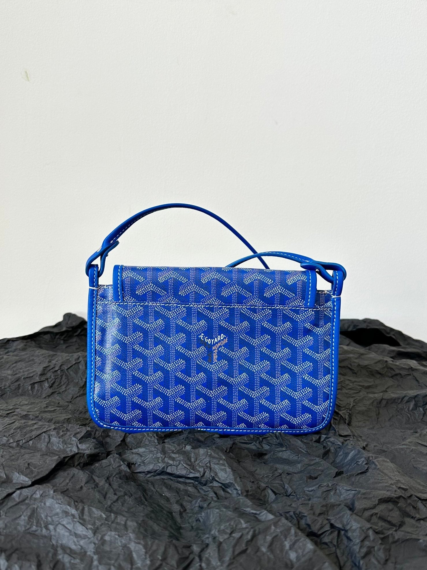 Goyard Plumet Pocket Wallet 20 Cm Sapphire Blue Goyardine Canvas And Lambskin Trim