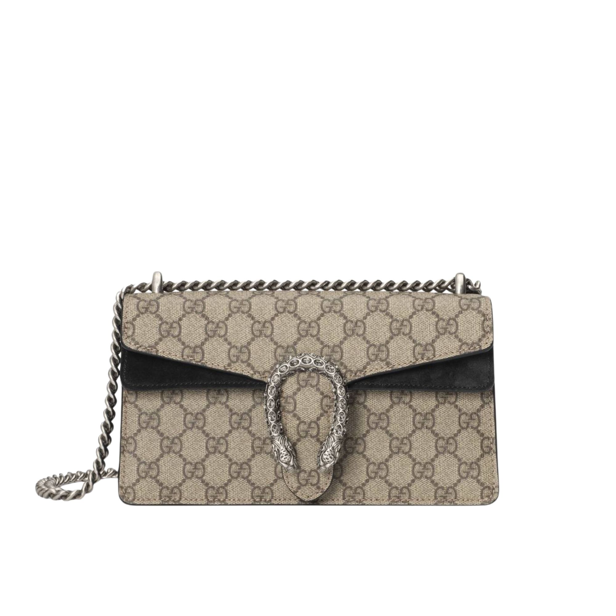 Gucci Dionysus Small Shoulder Bag in GG Supreme with Crystals Black 25cm