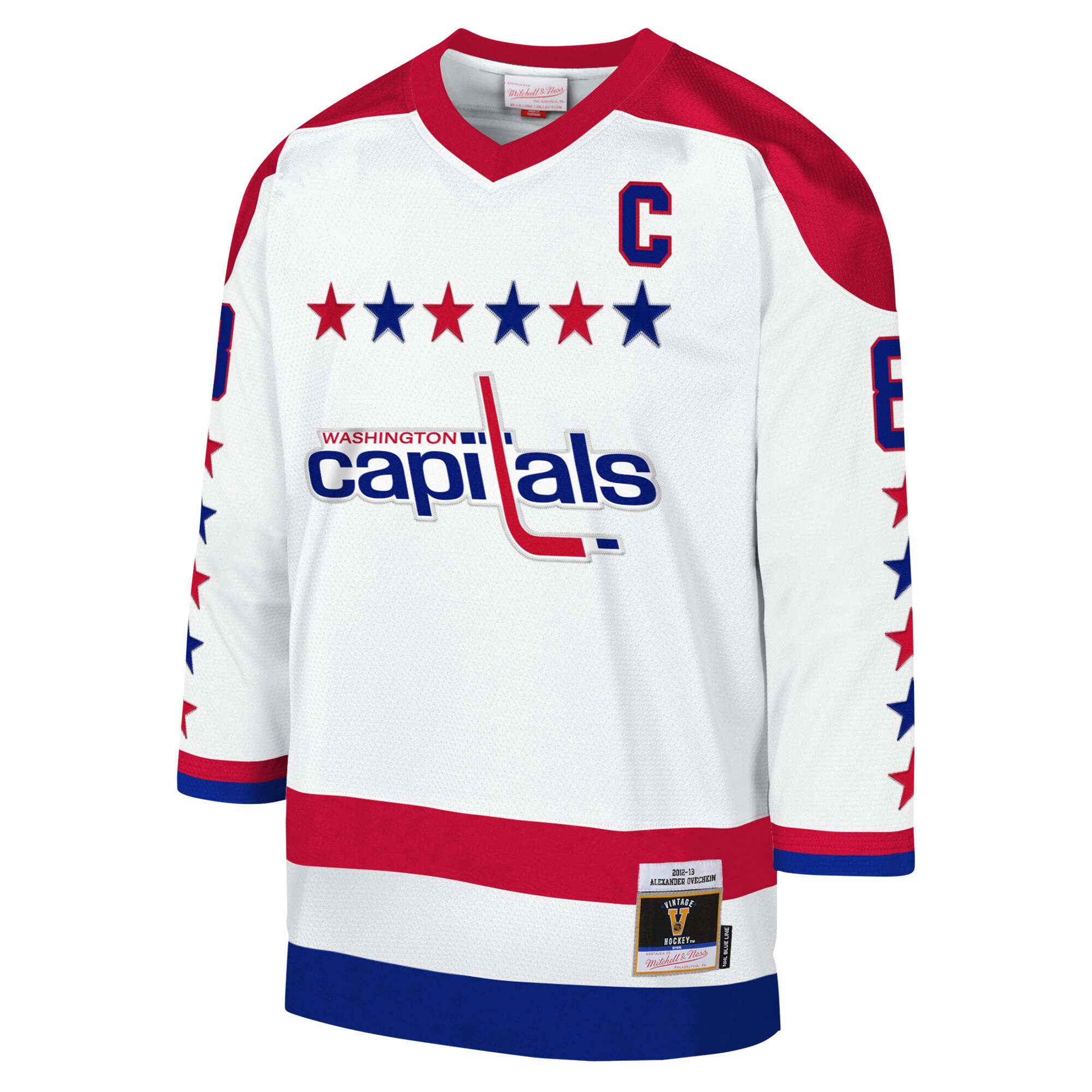 Alexander Ovechkin Washington Capitals Mitchell & Ness Youth 2012-13 Blue Line Captain Patch Player Jersey – White