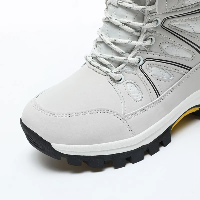 Winter Thicken Plush Ankle Boots Women 2023 New Warm PU Leather Snow Boots Woman Winter Lace-Up Cotton Shoes Female