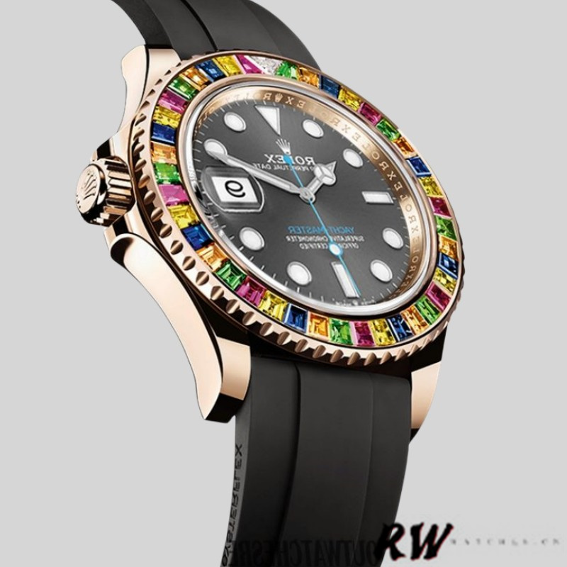 【Super Clone】Rolex Yacht-Master 116695 Black Rubber Strap Grey Dial 40MM Mens Replica Watch