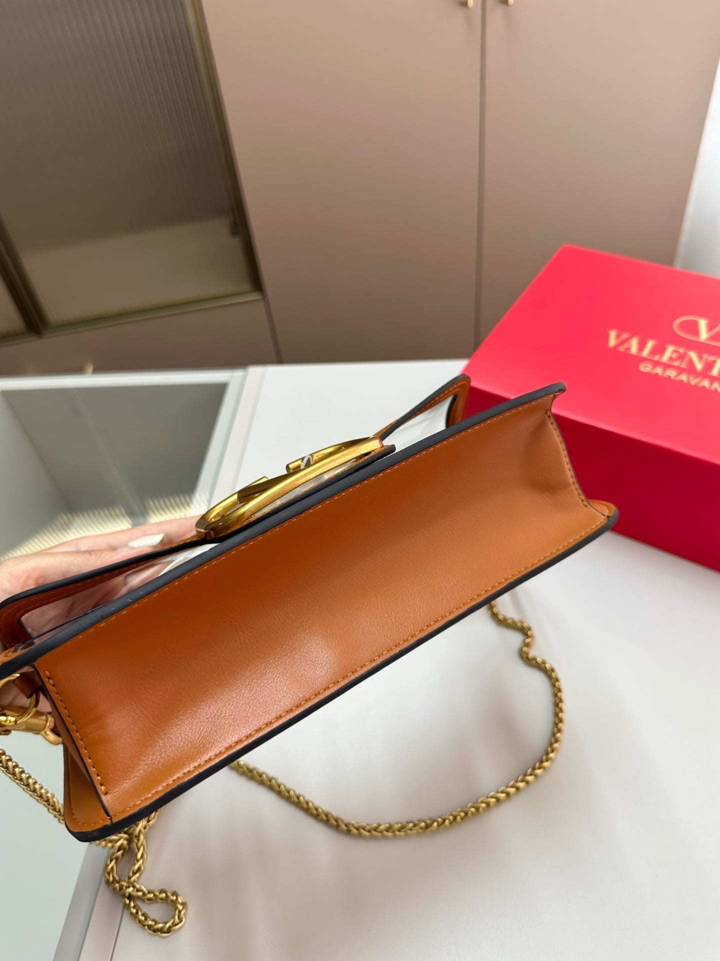 Valentino Garavani Locò Pvc And Leather Shoulder Bag Brown 24Cm