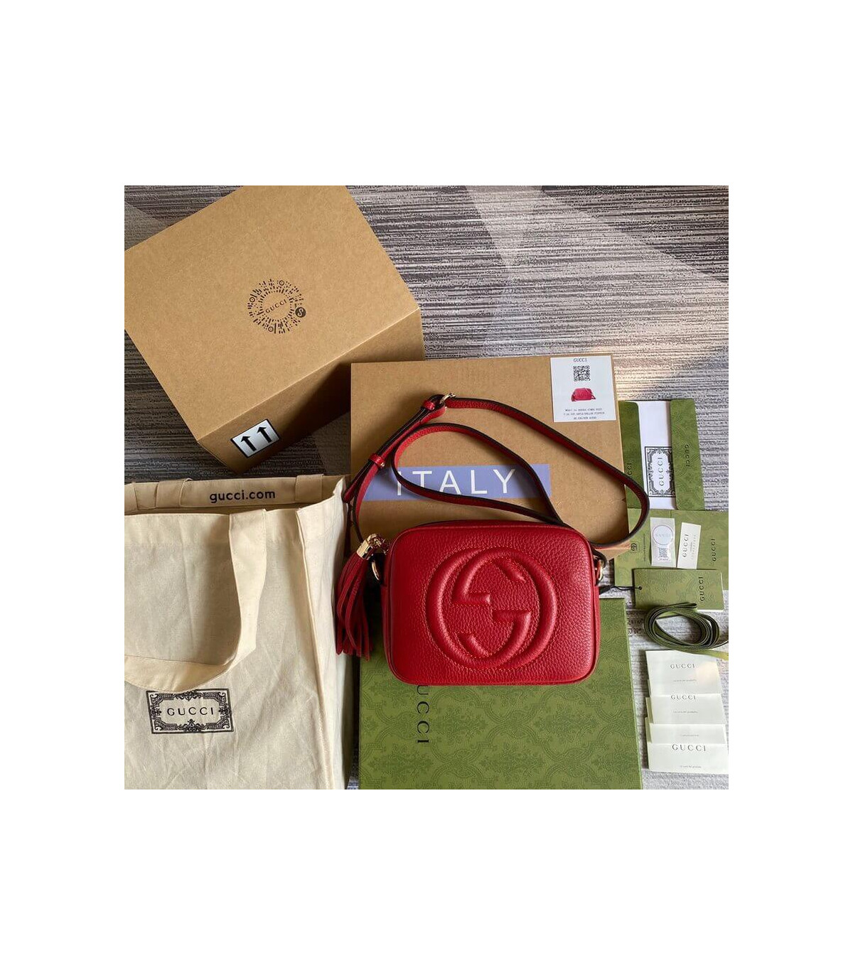 Gucci Soho Small Leather Disco Bag Red