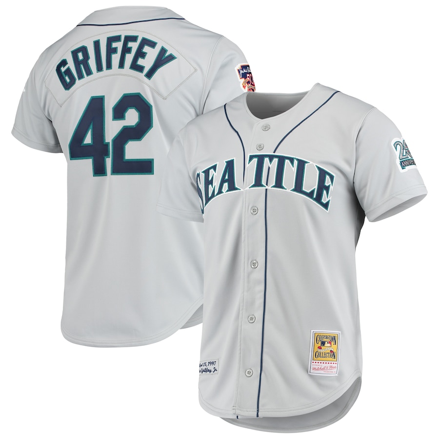 Ken Griffey Jr. Seattle Mariners Mitchell&Ness 20th Anniversary Cooperstown Collection Jersey Gray
