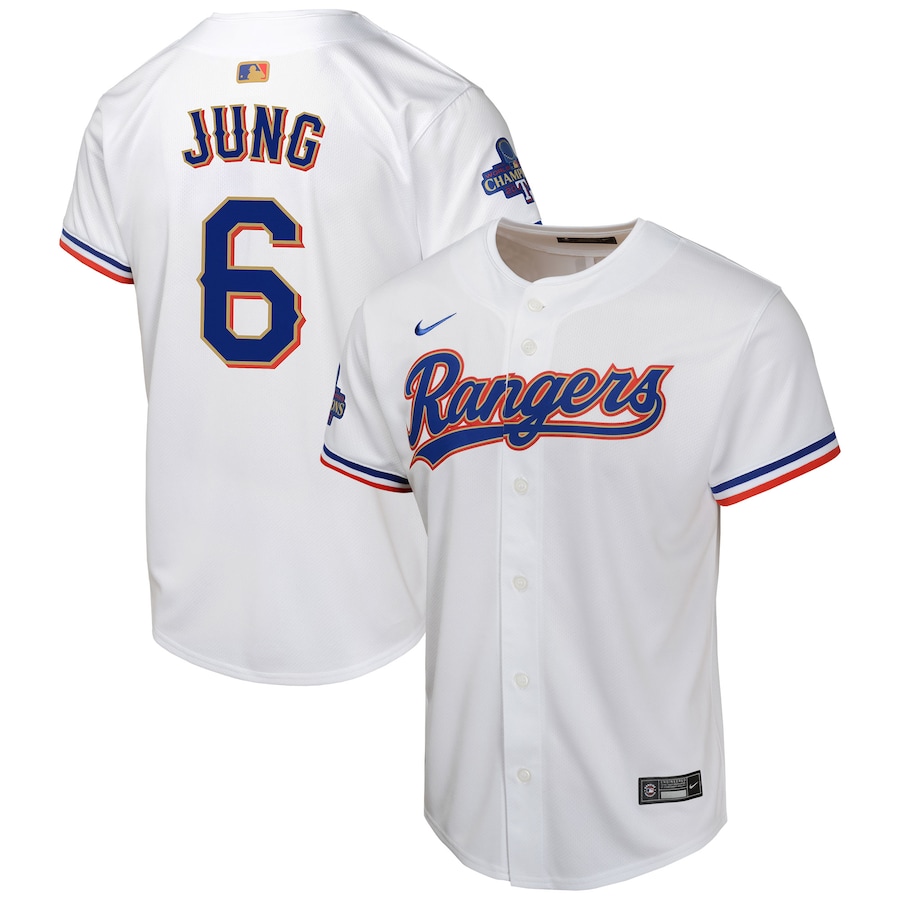 Josh Jung Texas Rangers Youth 2024 Gold Collection Limited Player Jersey  White