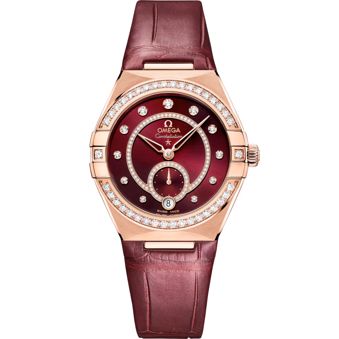 OMEGA Constellation 34mm Red Dial with Diamonds Sedna™ 18k Rose Gold Strap 131.58.34.20.61.001