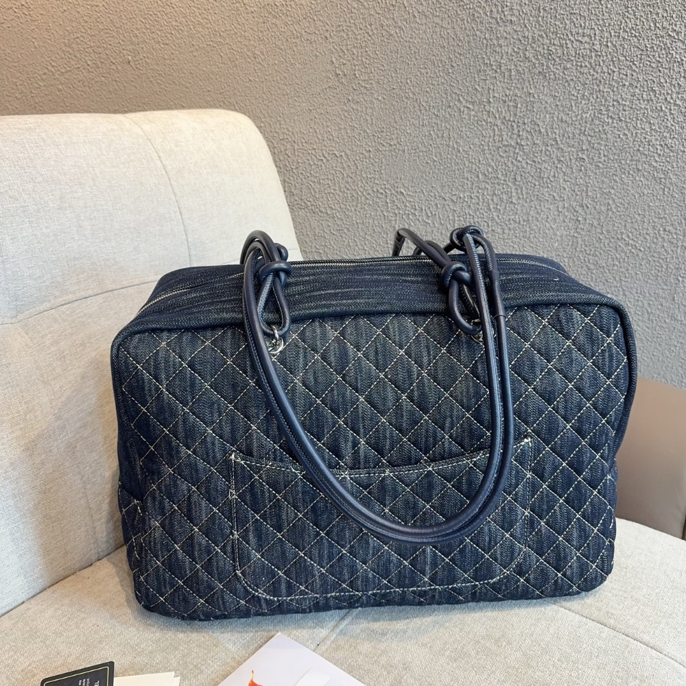 Chanel Denim Duffle Bag Blue Denim 40Cm