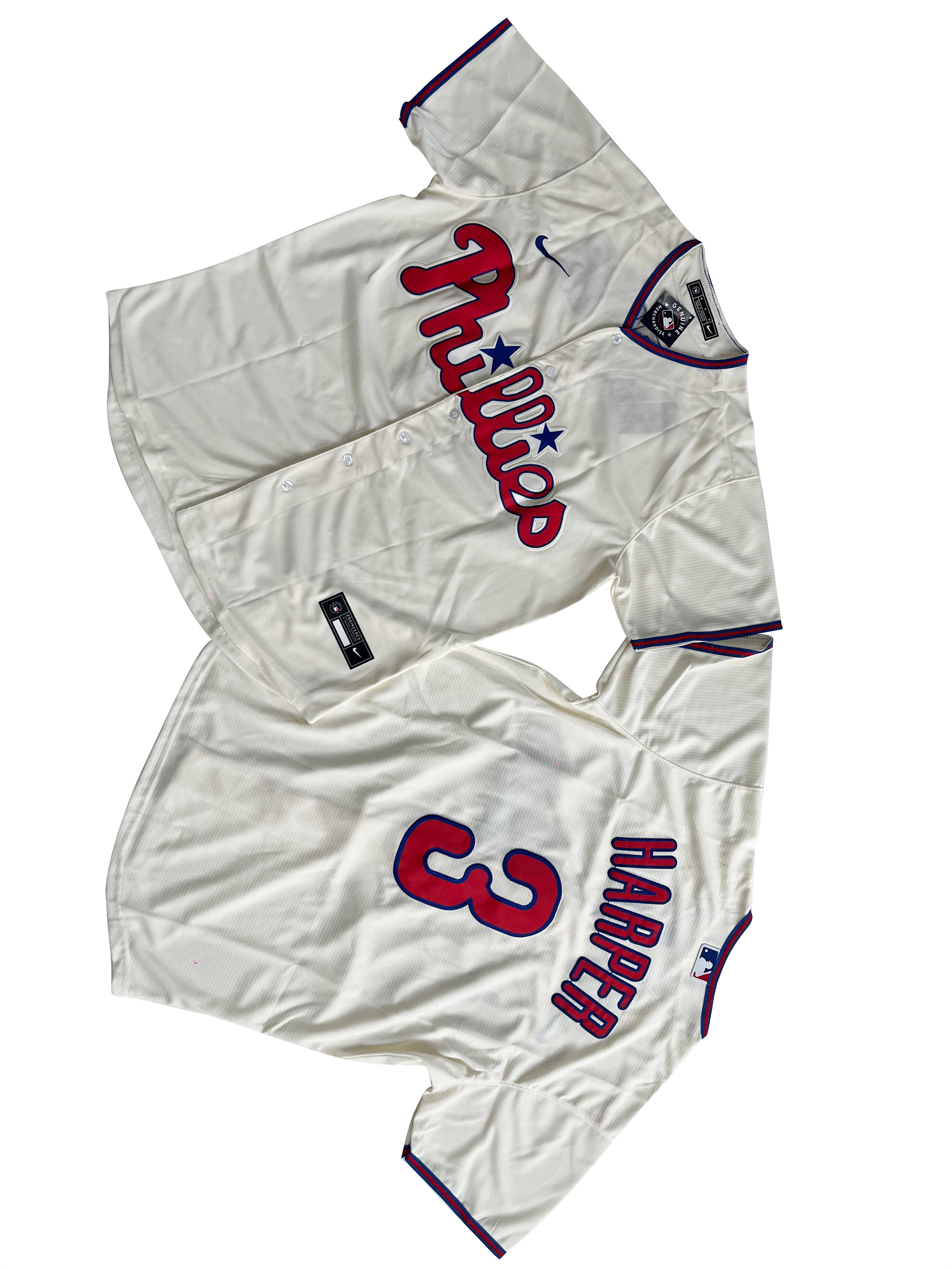 Men's Philadelphia Phillies 3# Bryce Harper Cream Cool Base Jersey