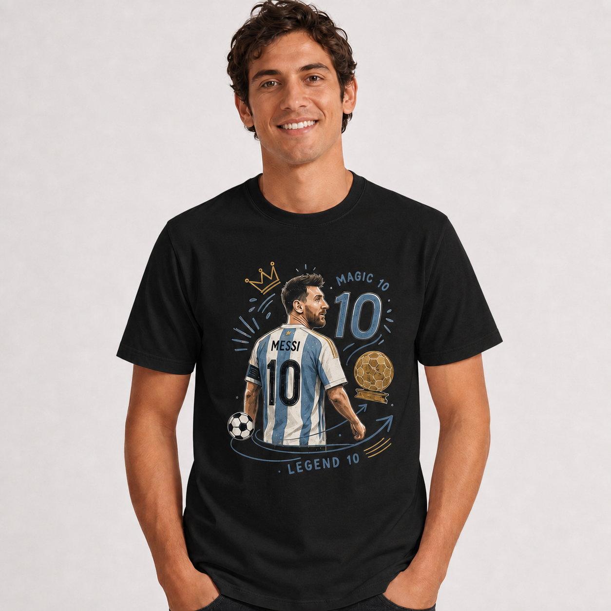 Messi World Cup Printed T-Shirt Unisex Loose Fit T-Shirt 100% Cotton Soft Comfortable Summer Casual Printed Top