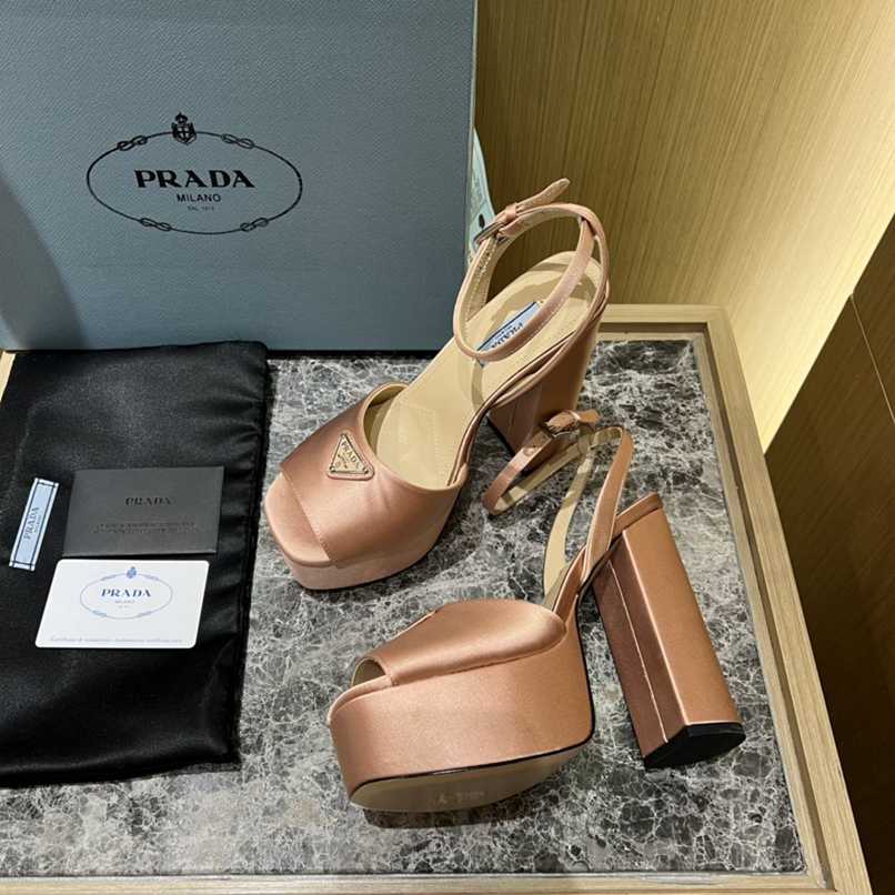 Prada High-Heeled Satin Beige Sandals