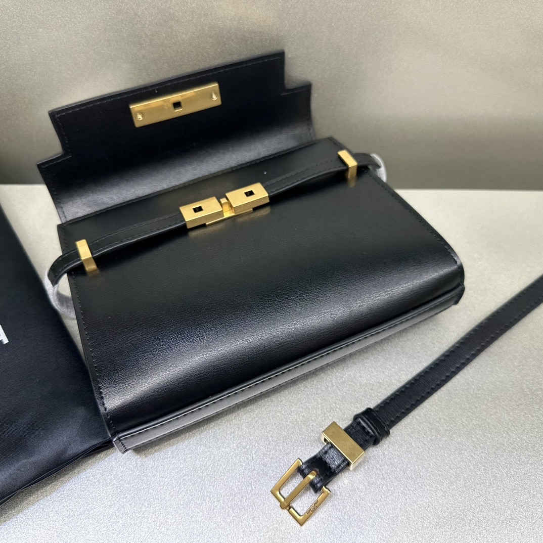 Saint Laurent Manhattan Small Shoulder Bag In Box Saint Laurent Leather Black 19Cm