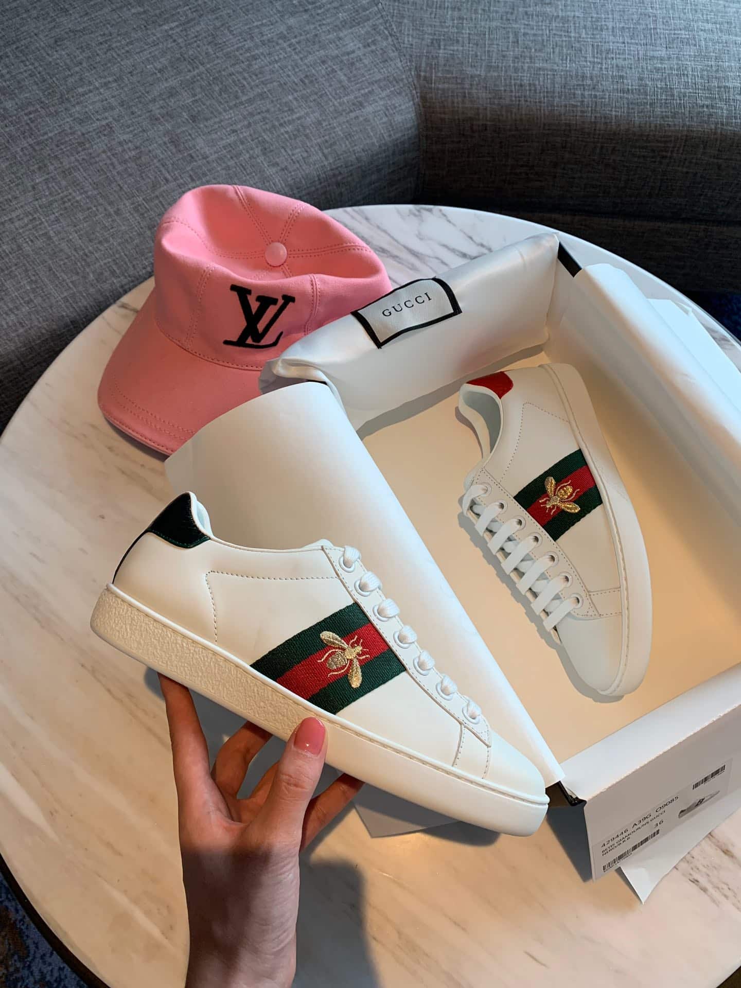 Gucci Ace Embroidered Sneaker Bee White