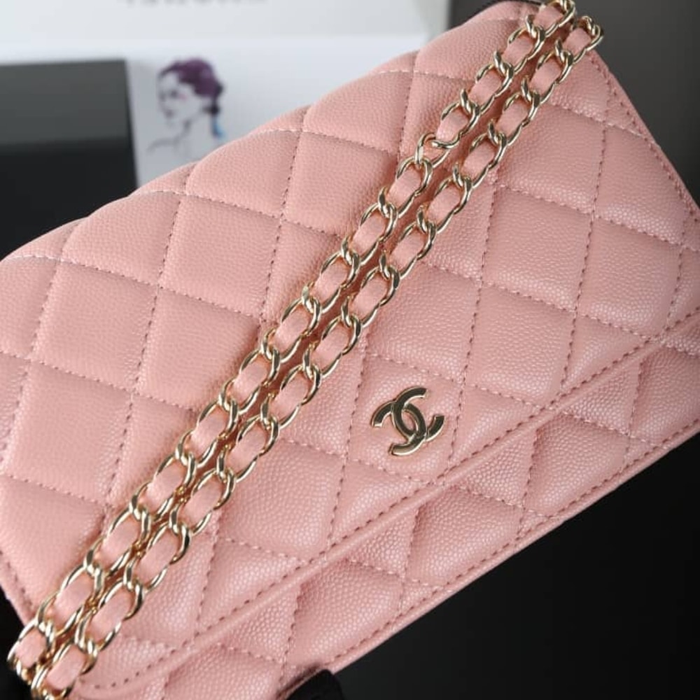 Chanel Classic Wallet On Chain Gold Light Pink 19Cm Ap0250 Y33352 Ng120