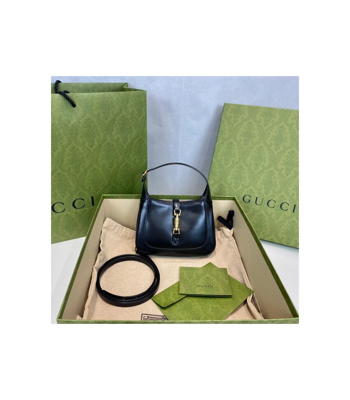 Gucci Jackie 1961 Mini Hobo Bag In Black Leather 19cm