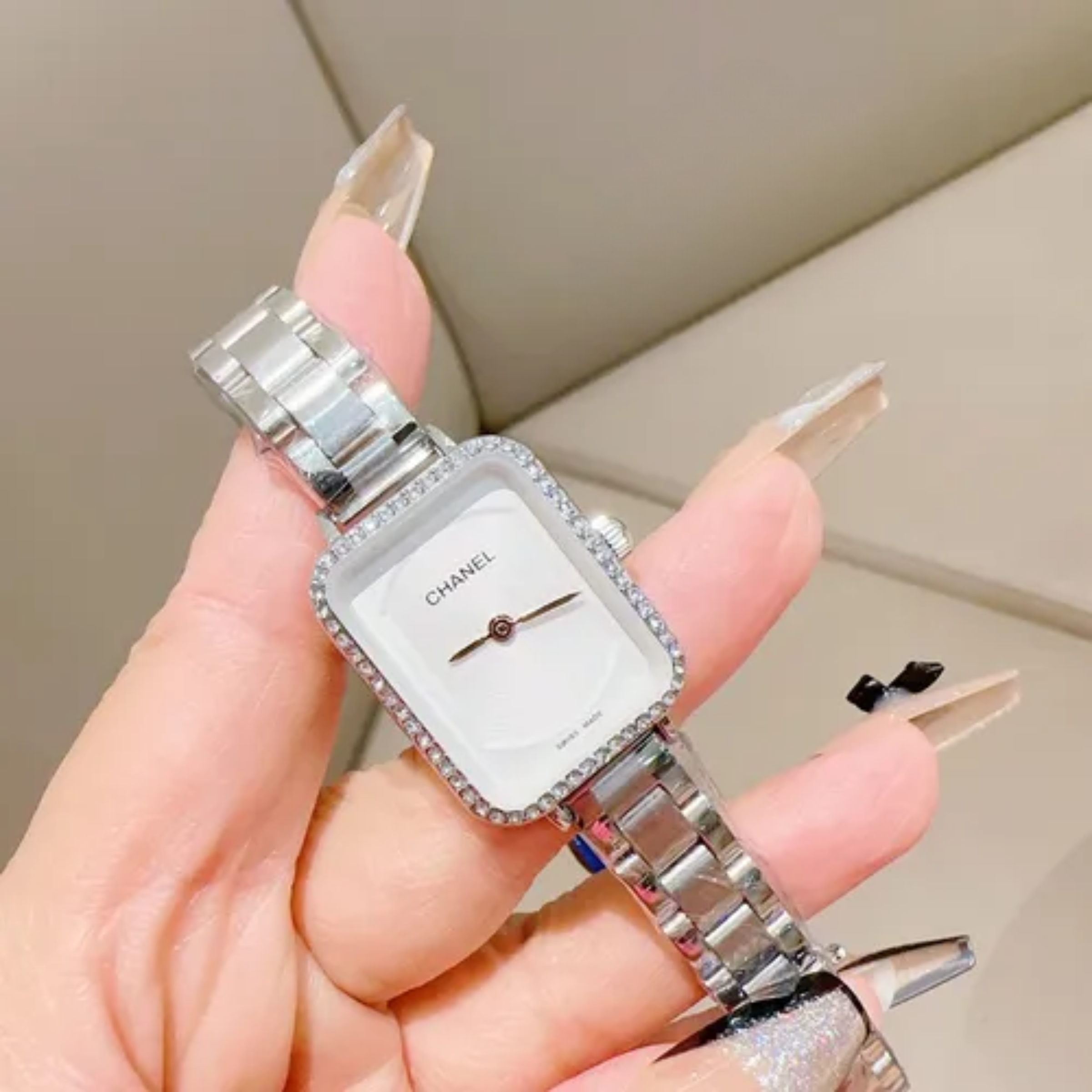 Chanel Première Silver Diamond-Edge Watch White Dial
