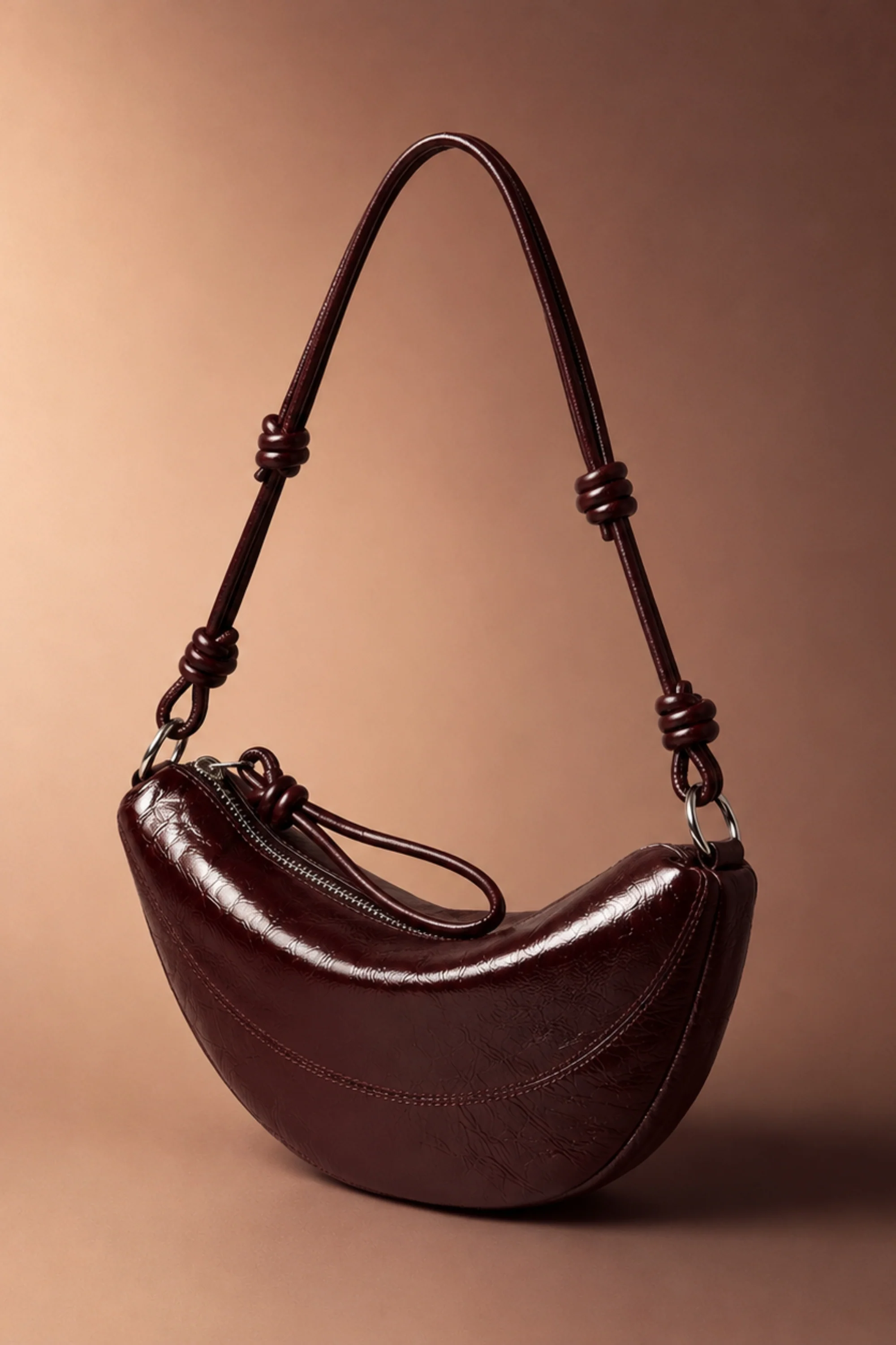 Wine Half-Moon Crossbody Bag
