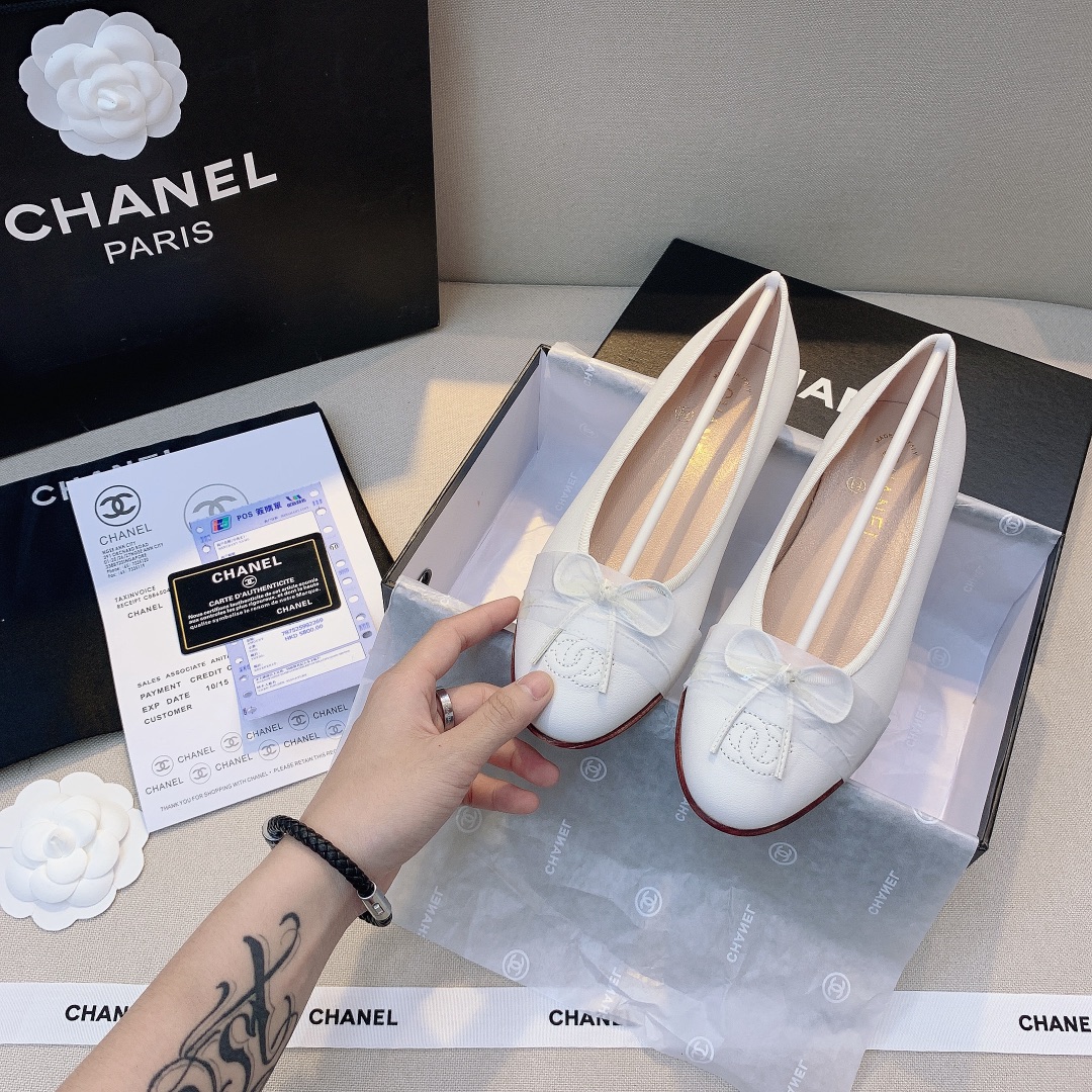 Chanel Classic Women’S Ballet White Sandals