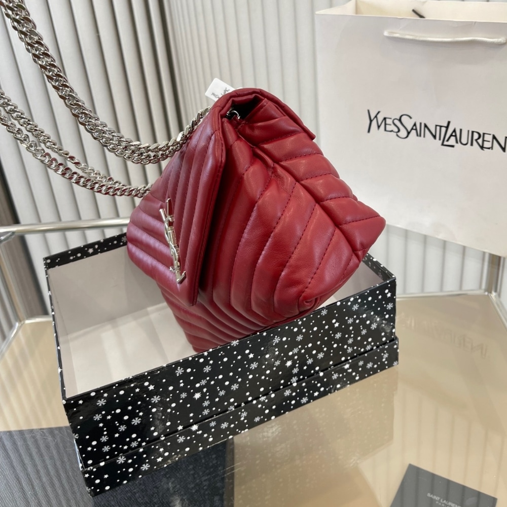 Saint Laurent Loulou Small Chain Bag Wine Red 25cm