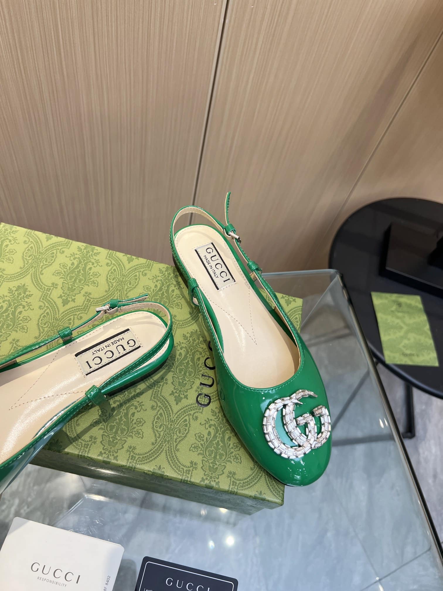 Gucci Gg Crystal Slingback Green