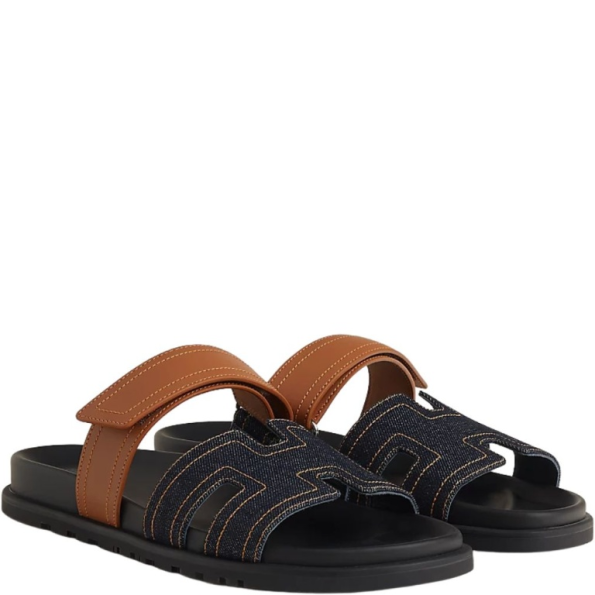 HERMES SANDAL CHYPRE BLUE BRUT/NATURAL