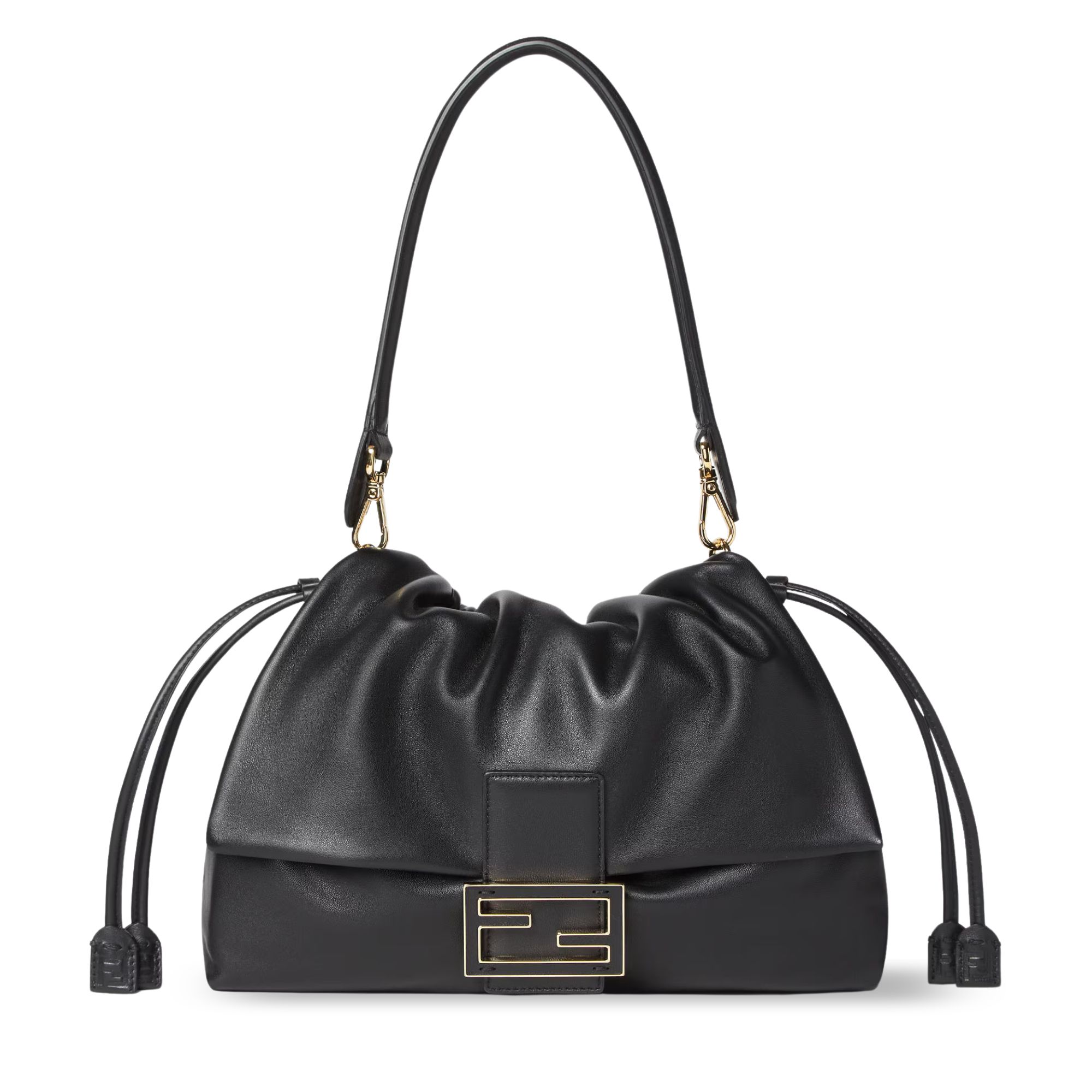 Fendi Mamma Baguette Large Black Nappa Leather Bag 31.5cm