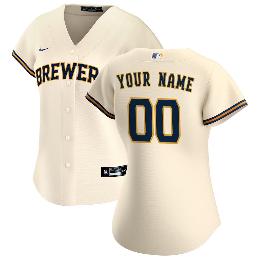 Milwaukee Brewers Women's Home Custom Jersey Cream