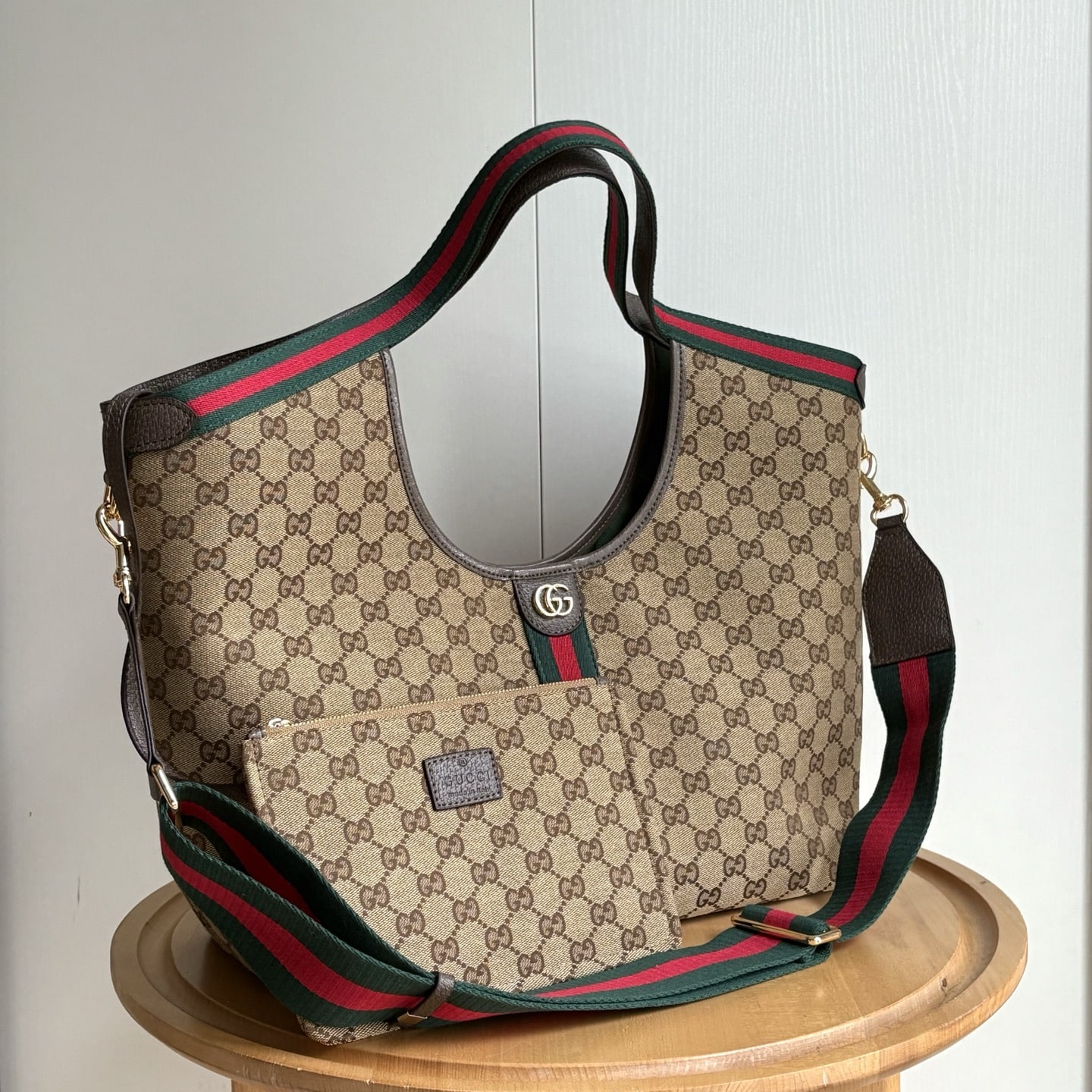 Gucci Giglio Large Tote Bag Beige And Dark Brown GG Canvas 60Cm 853971 FAFFP 2547