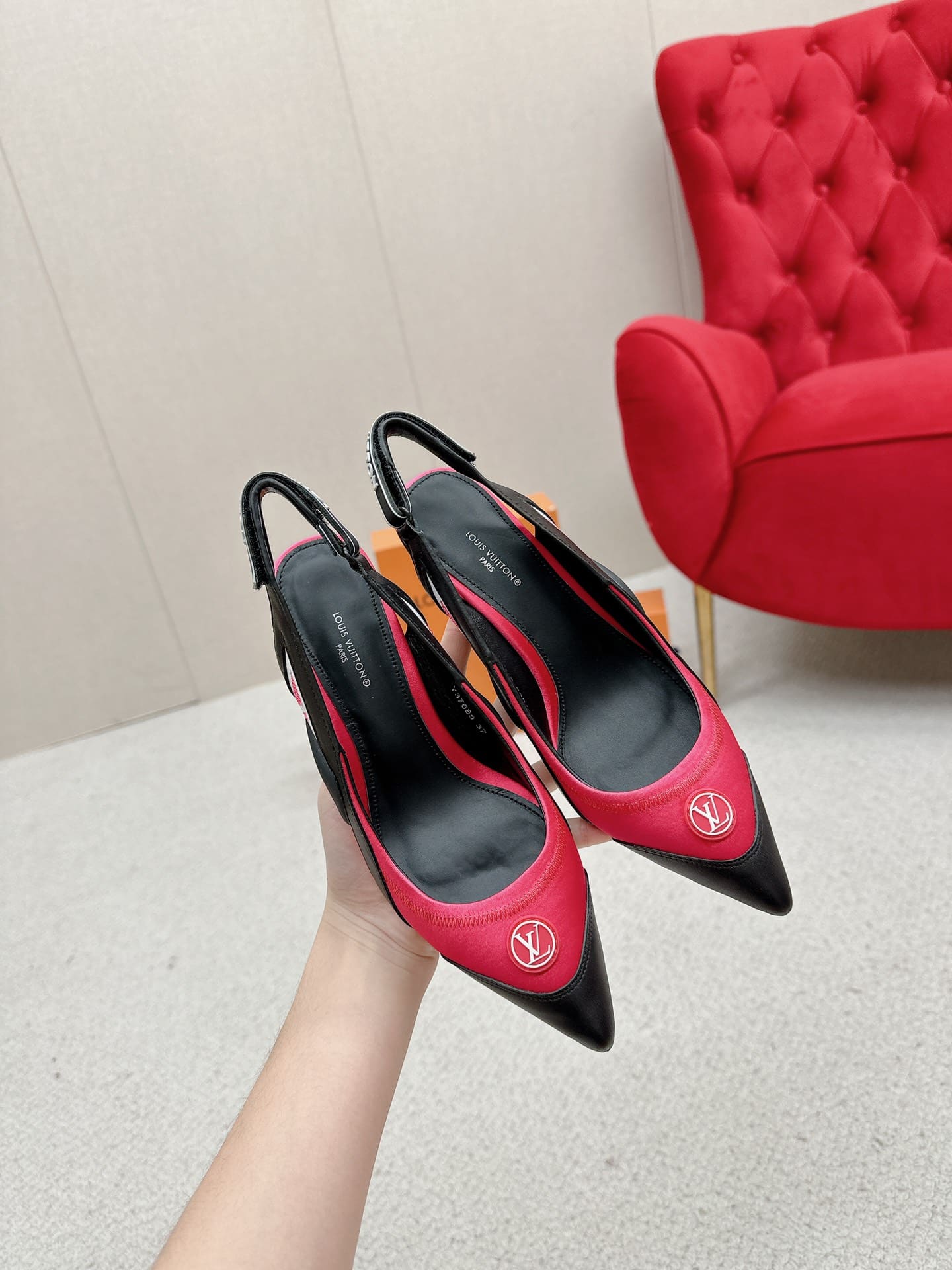 Louis Vuitton Archlight Slingback Pump Black And Pink
