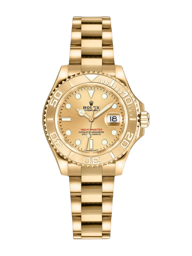 【Super Clone】Rolex Yacht-Master 169628 Yellow Gold Champagne Dial 29mm Lady Replica Watch