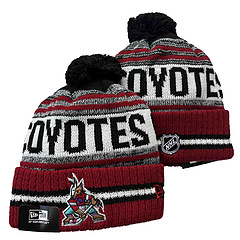 Men's Red Arizona Coyotes Knitted Cap with Pom