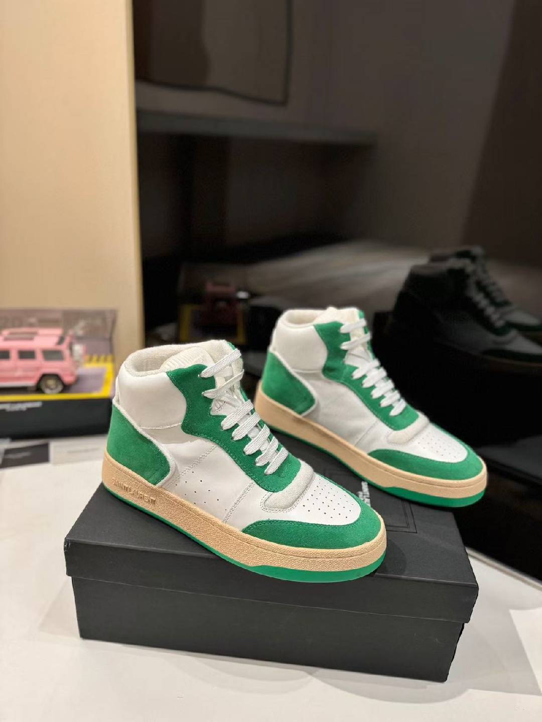 YSL Leather High Top Sneakers