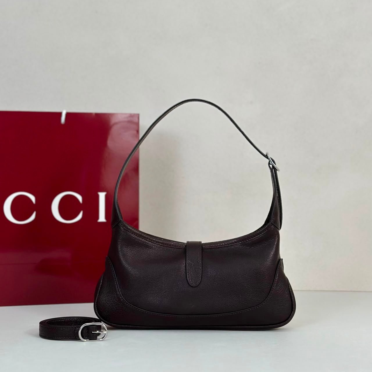 Gucci Jackie Slim Medium Shoulder Bag 28cm/11in Dark Brown ‎863137