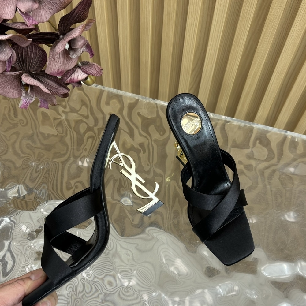Saint Laurent Opyum Mules In Satin Crepe Black 8189319Qab11000