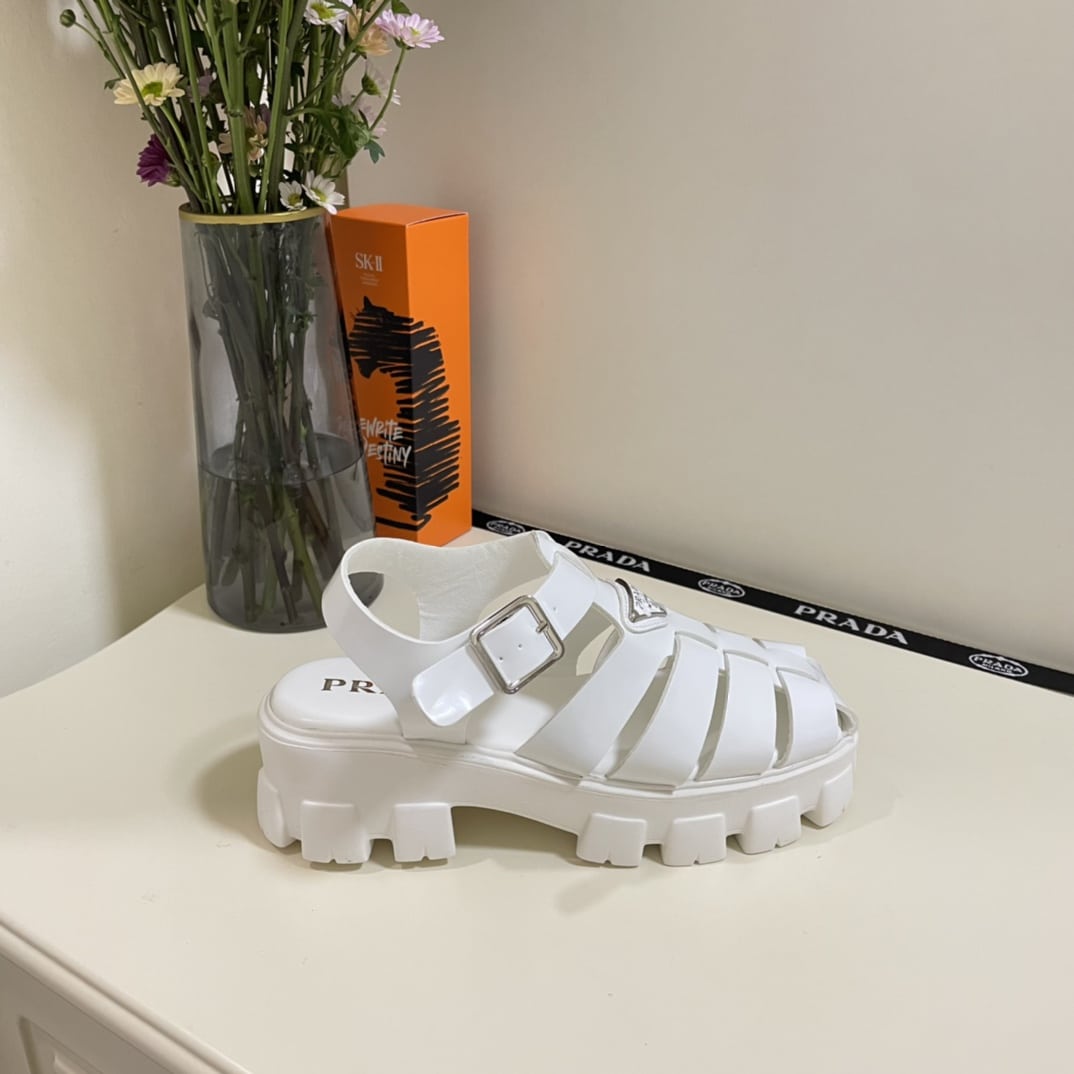 Prada Monolith Foam Rubber Sandals White 1X853M 3Lkk F0009 F 055