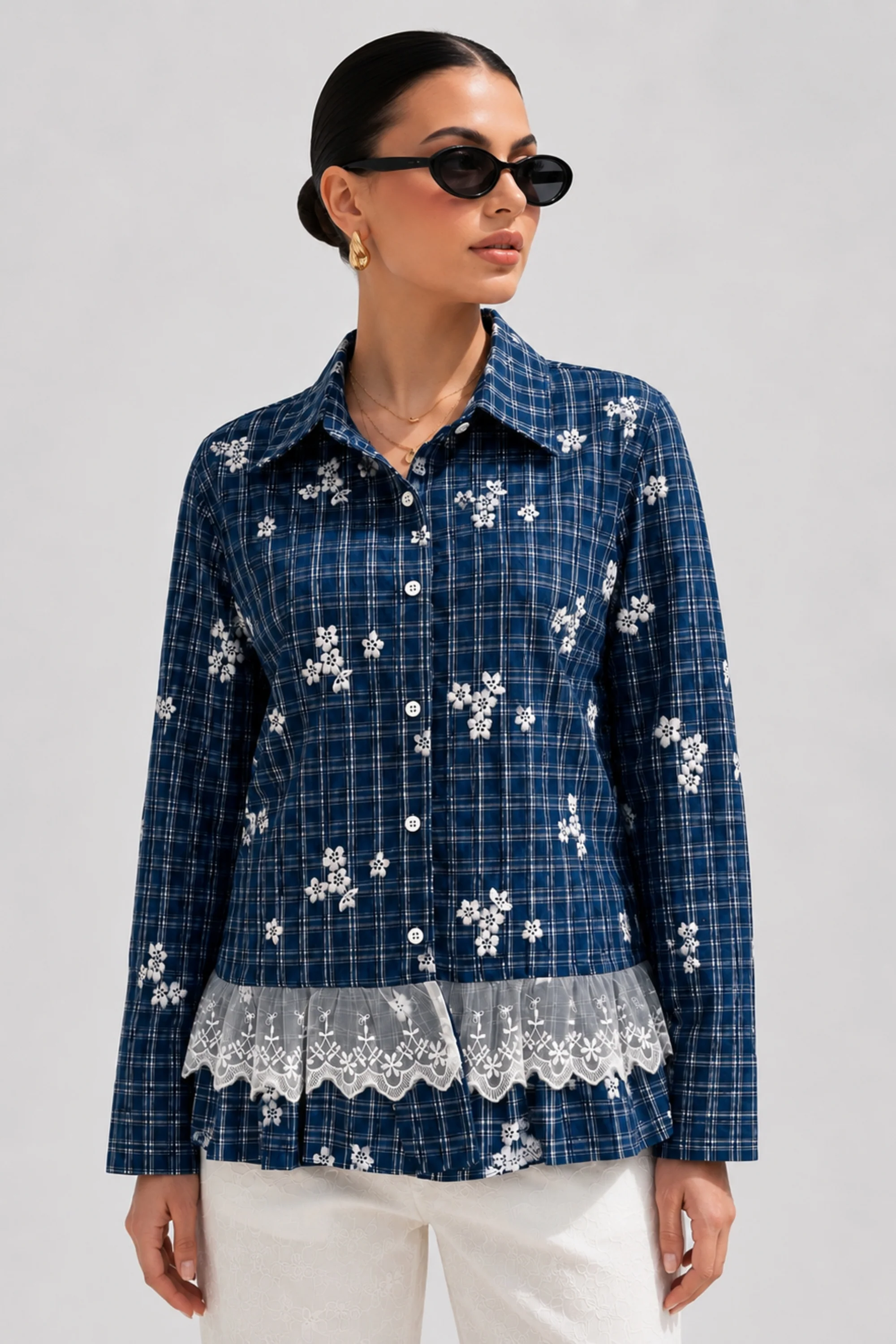 Indigo Bloom Gingham Shirt