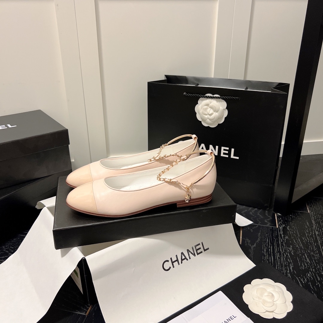 Chanel Interlocking Cc Logo Ballet Flats Light Pink