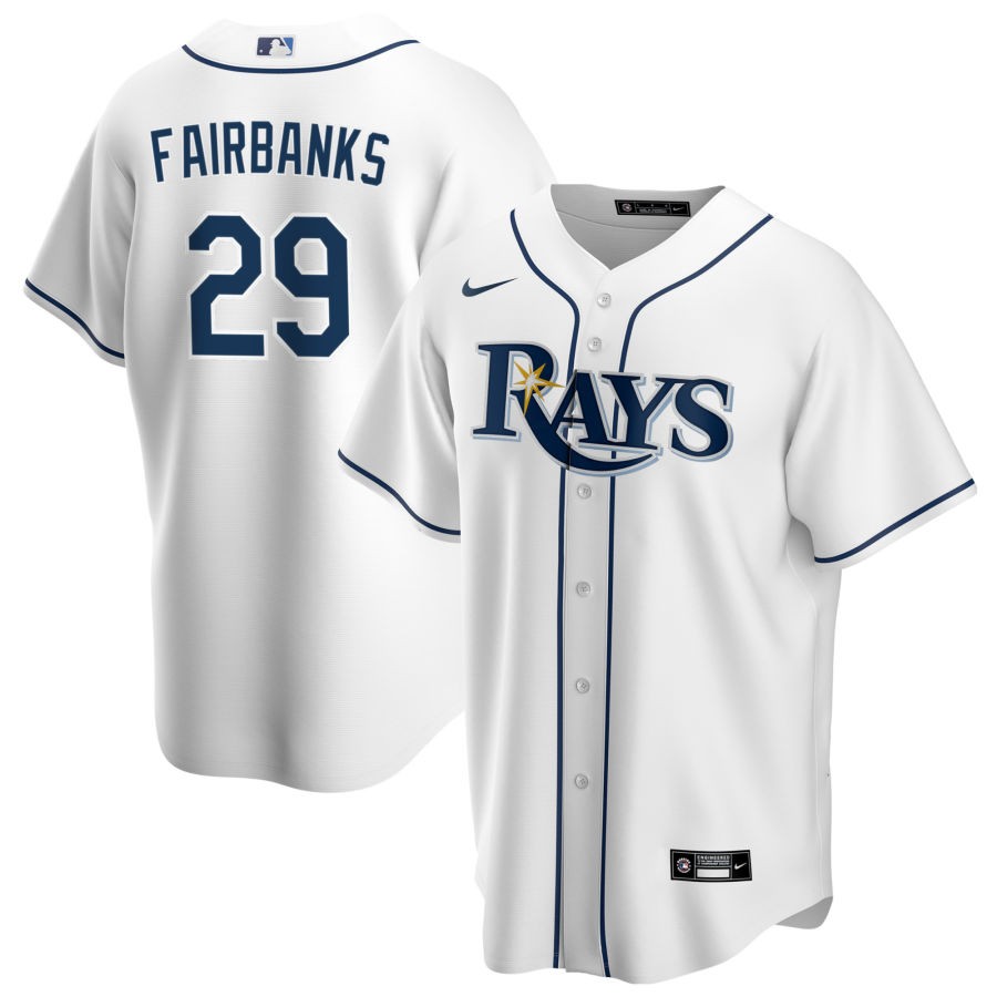 Men's Tampa Bay Rays Nike White Home Replica  Jersey-Pete Fairbanks