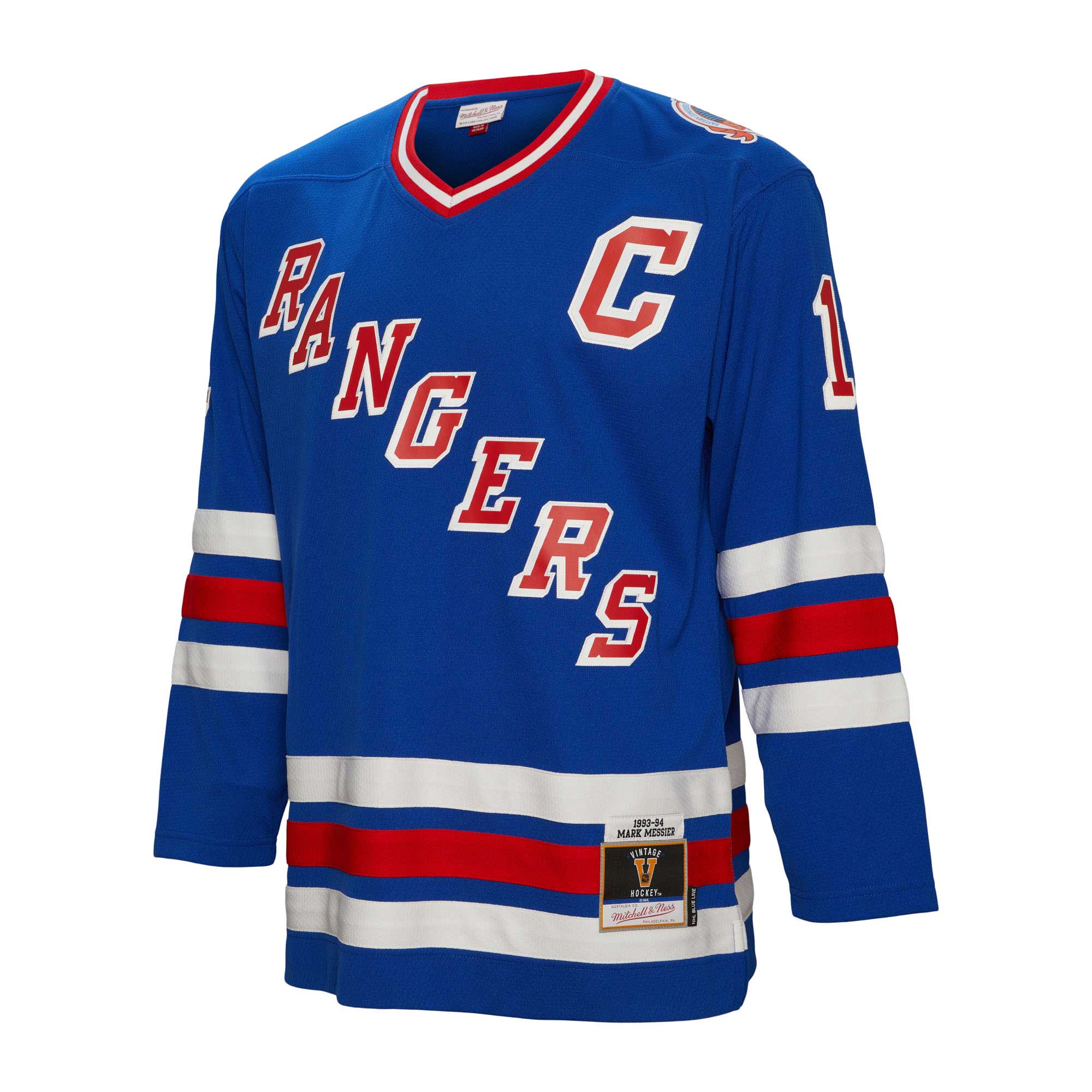 Mark Messier New York Rangers Mitchell & Ness Captain Patch 1993/94 Blue Line Player Jersey – Blue